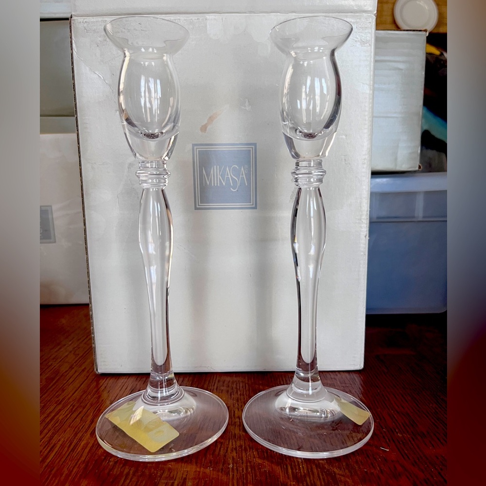 Mikasa Ballet 9” Crystal Candlesticks